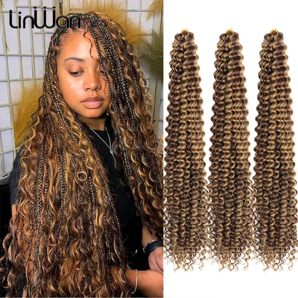 Deep Wave Hair Bundles 613 Piano Blonde Natural Synthetic Hair Extensions Ombre Thick Ponytail Loose Boho Braid Hair