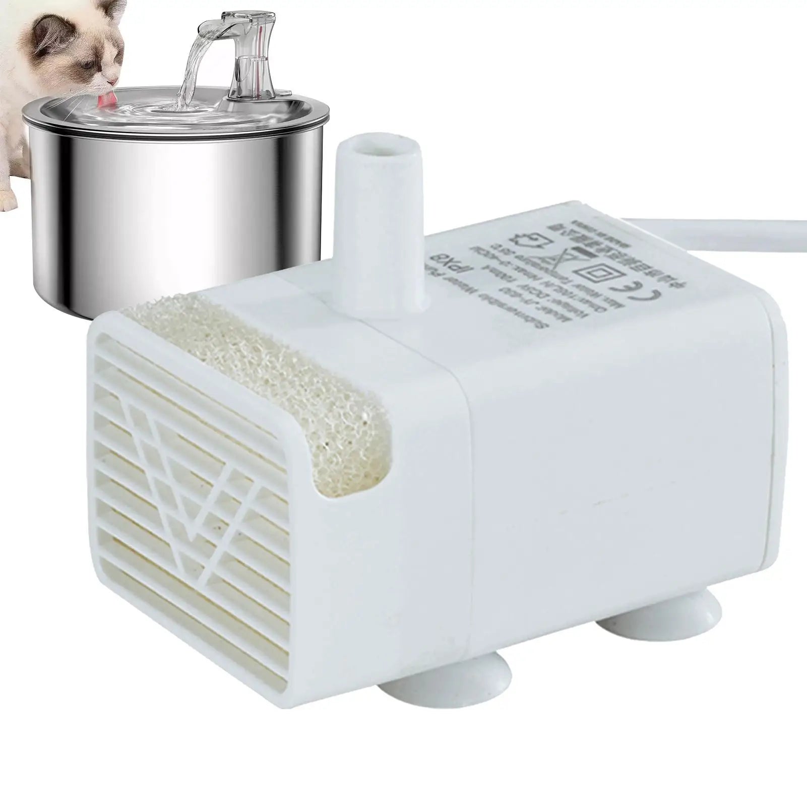 Pet Water Fountain Pump Cat Water Pump Replacement Quiet Feeding Supplies for Drinking Dispenser Travel Indoor Home