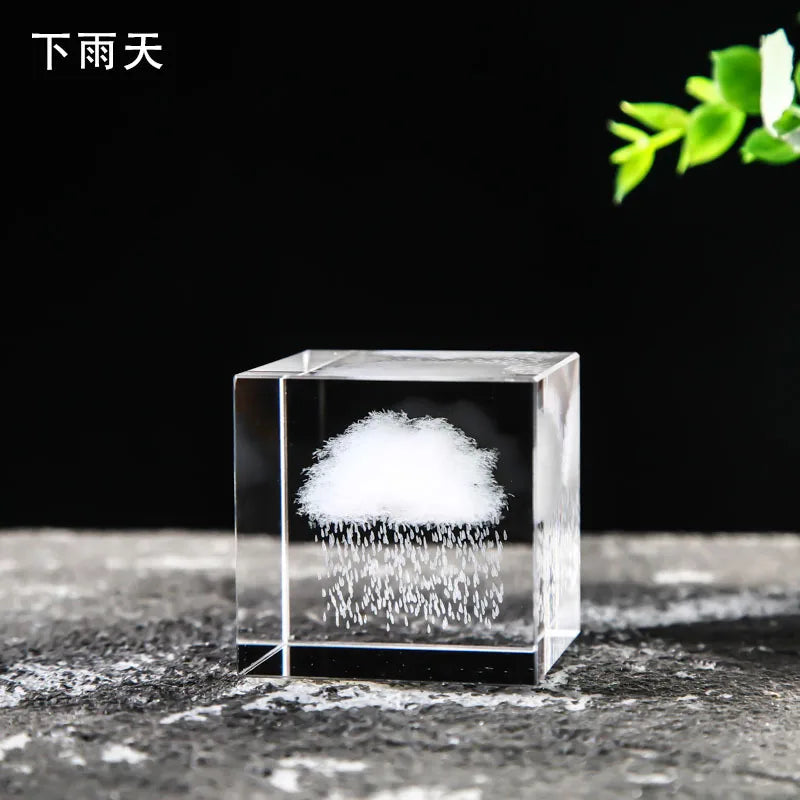 Creative 4cm Rain Clouds Raindrop Cloud Square Crystal Ornaments Heart Shape Home Office Decor Birthday Valentine's Day Gifts