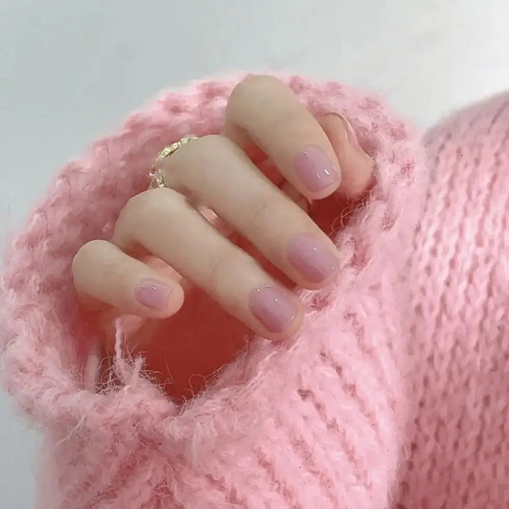 24pcs Short Square Nails Glitter Flower Wave French Nails