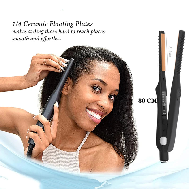 2 In 1 Hair Straightener & Curler Small Ceramic Hair Crimper Corrugation Short Hair Straightening Curling Styling Tool