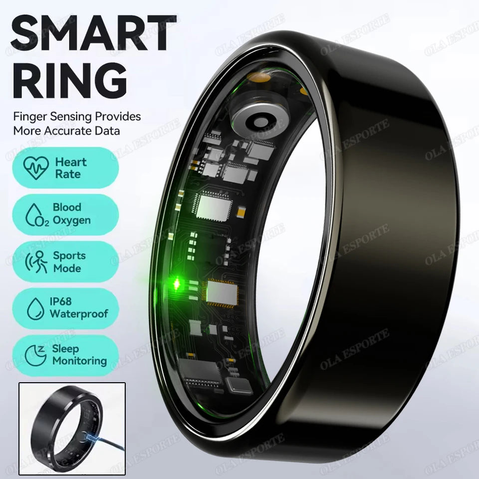For  Smart Ring Men Women Bluetooth Monitor Blood HeartRate Blood Oxygen Monitor Smartring MultiSport 5ATM Waterproof