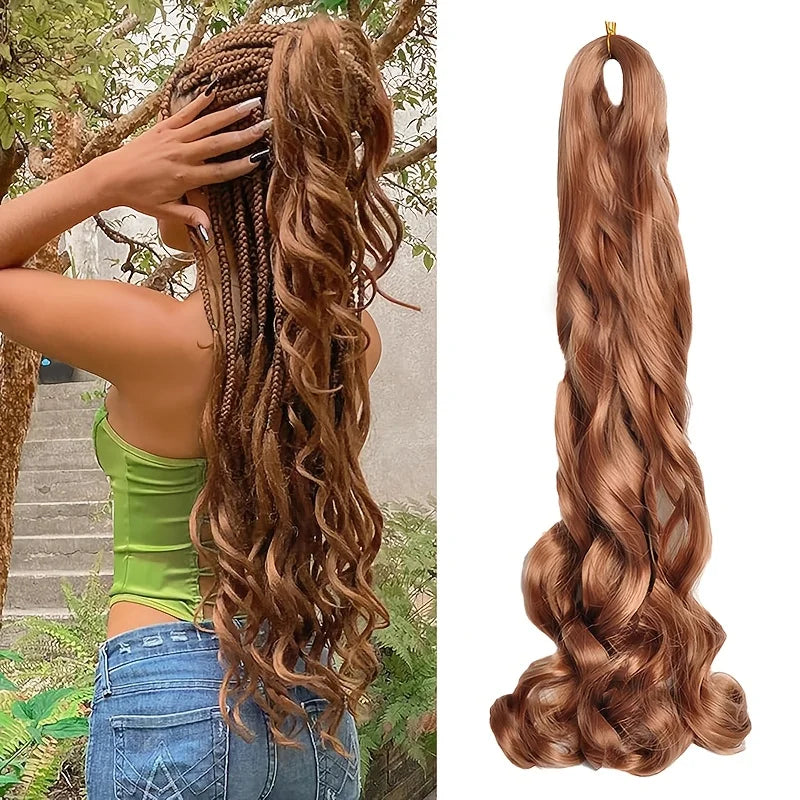 French Curly Braiding Hair 24Inch Loose Wavy 1 Pack  Bouncy Braiding Hair Extensions Synthetic French Curl Crochet Hair