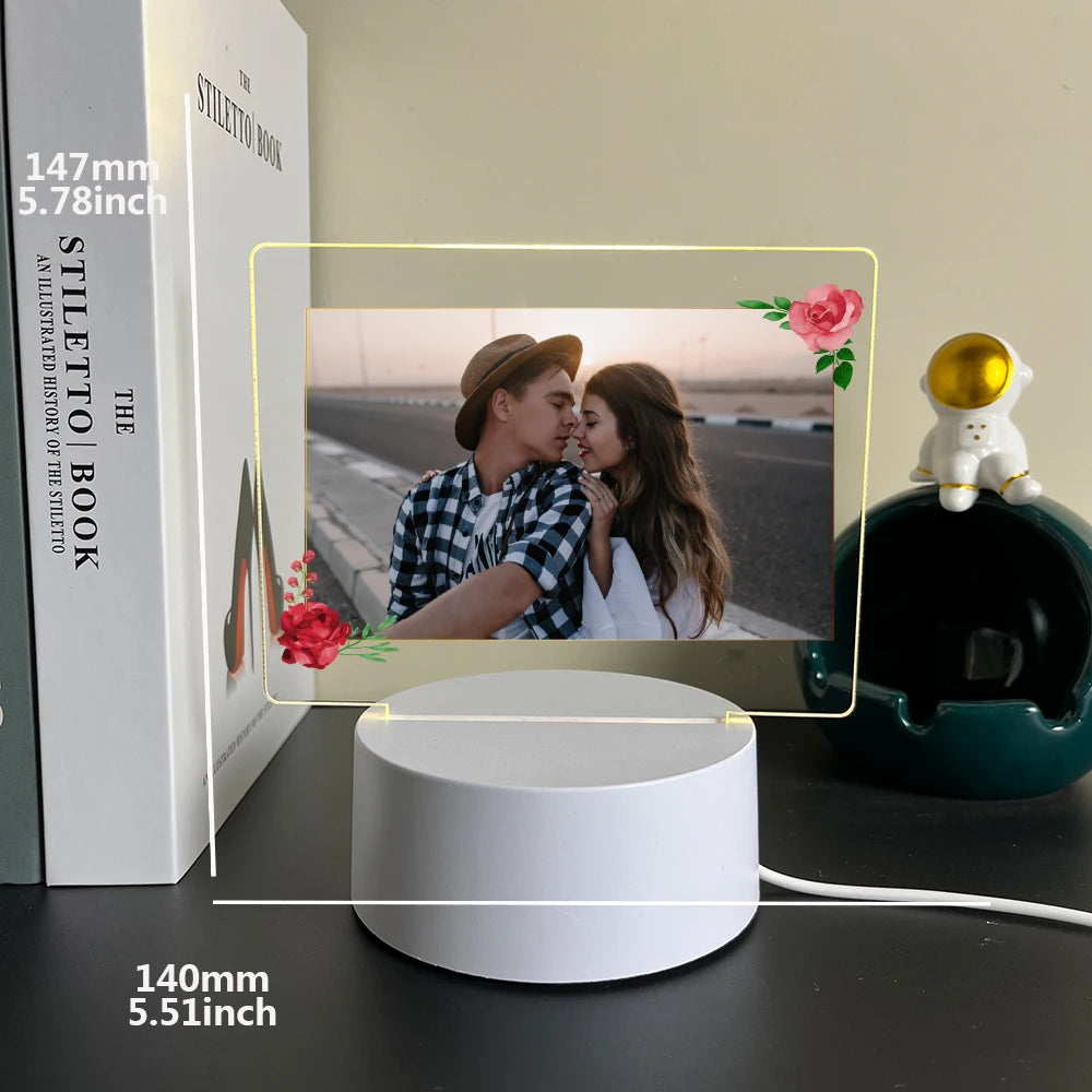 1 pc Personalize Custom Photo Picture Couple Acrylic Led Night Lamp 3D Touch LED Night Light for Bedroom Decor Birthday Gift