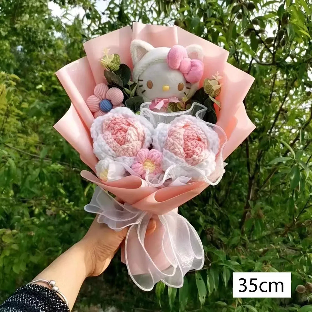 Hello KT Cartoon Plush Bouquet  Anime Rose Flowers Doll Home Wedding Decoration Christmas Valentine's Day Gift
