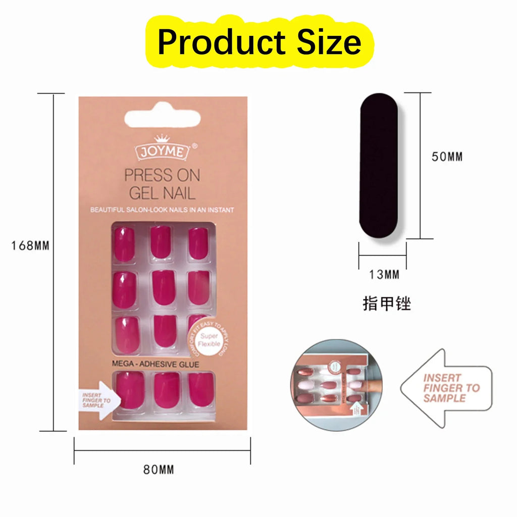 24pc nails Art Fake Nail Tips Press on Coffin  Artificial Square