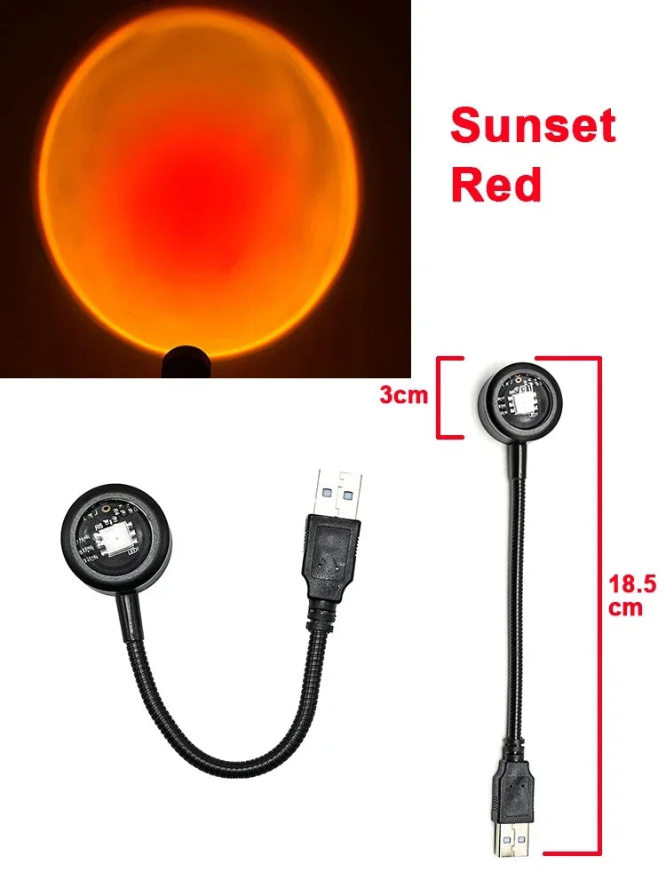 USB Sunset Lamp Sunset Projector Mood Light Living Room Bedroom Night Light Indoor Decor Bar Atmosphere Photography Background