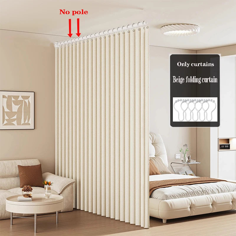 Fashionable Foldable Partition Curtain for Living Room Window Super Thick Fabric Pleated Process Stylish Individual Item