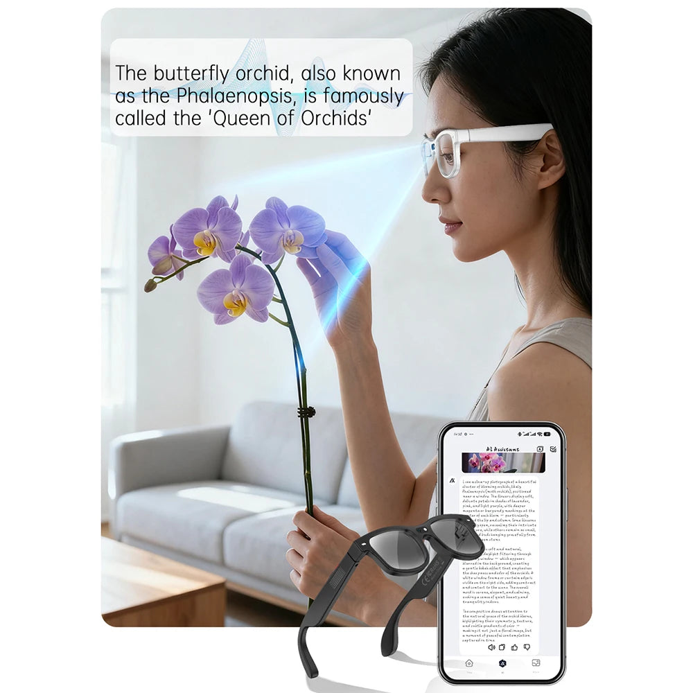 IUTECH Smart Glasses With 8MP Camera HD Color AI Translation  Bluetooth Call Voice Assistant