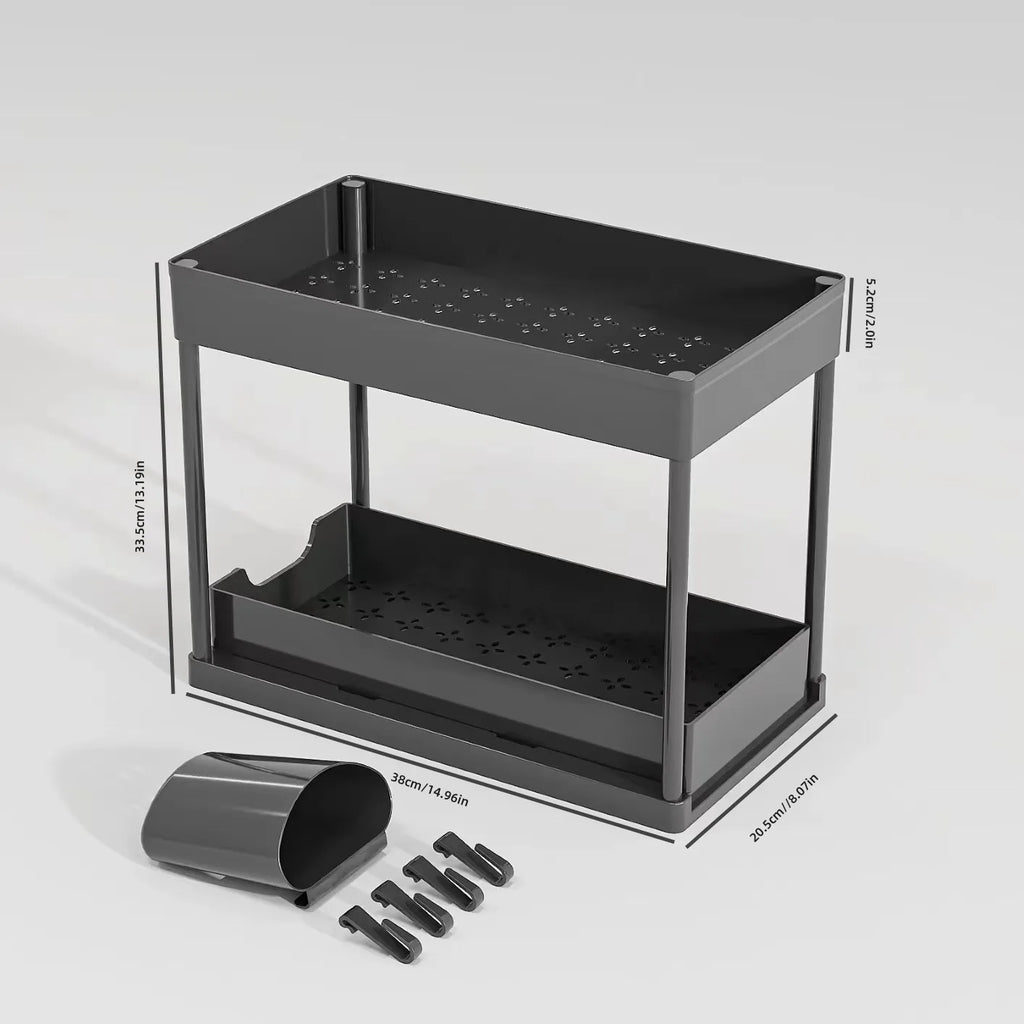 2026 Under-Sink Pull-Out Storage Organizer: Slim Slide-Out Shelf for Kitchen Cabinets Multi-Functional Space Saver Storage Rack