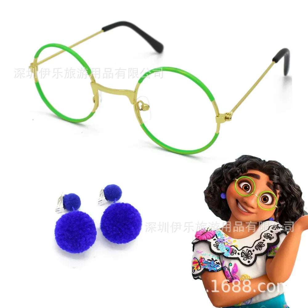 Disney Anime Movie Encanto Mirabel Madrigal Cosplay Glasses Figure Toy Encanto Mirabel Kawaii Glasses Earrings Kids Gift Toys