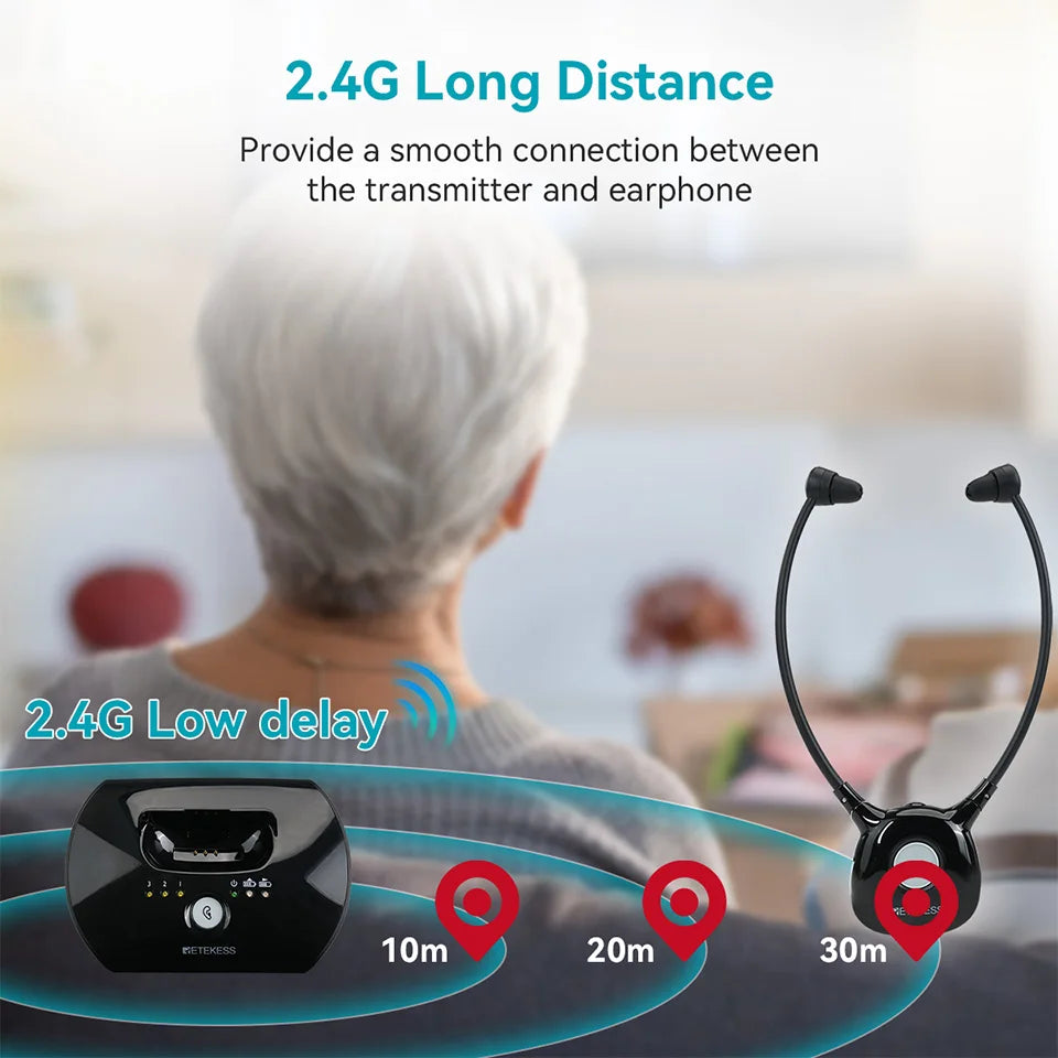 Retekess TA008 TV Hearing Aid Headphone Wireless TV Headset System