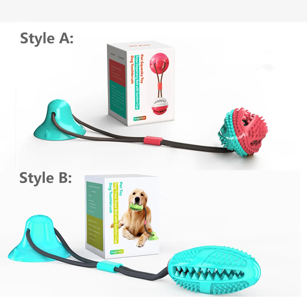 Dogs Food Toys Silicon Suction Cup Tug Interactive Dog Ball Toy For Pet Chew Bite Tooth Cleaning Toothbrush Feeding Pet Supplies