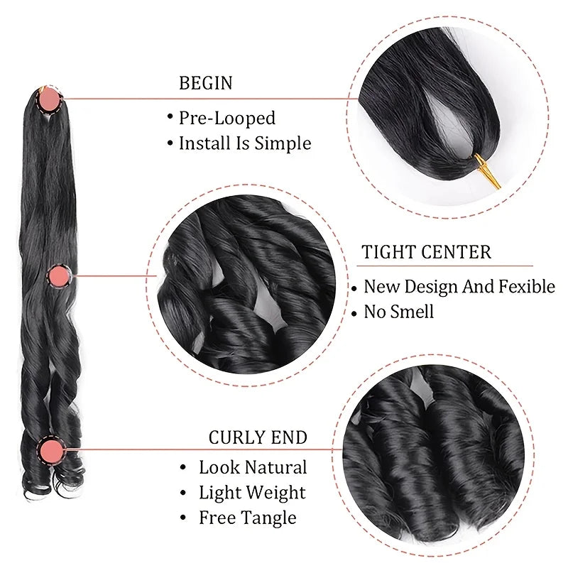 French Curly Braiding Hair 24Inch Loose Wavy 1 Pack  Bouncy Braiding Hair Extensions Synthetic French Curl Crochet Hair