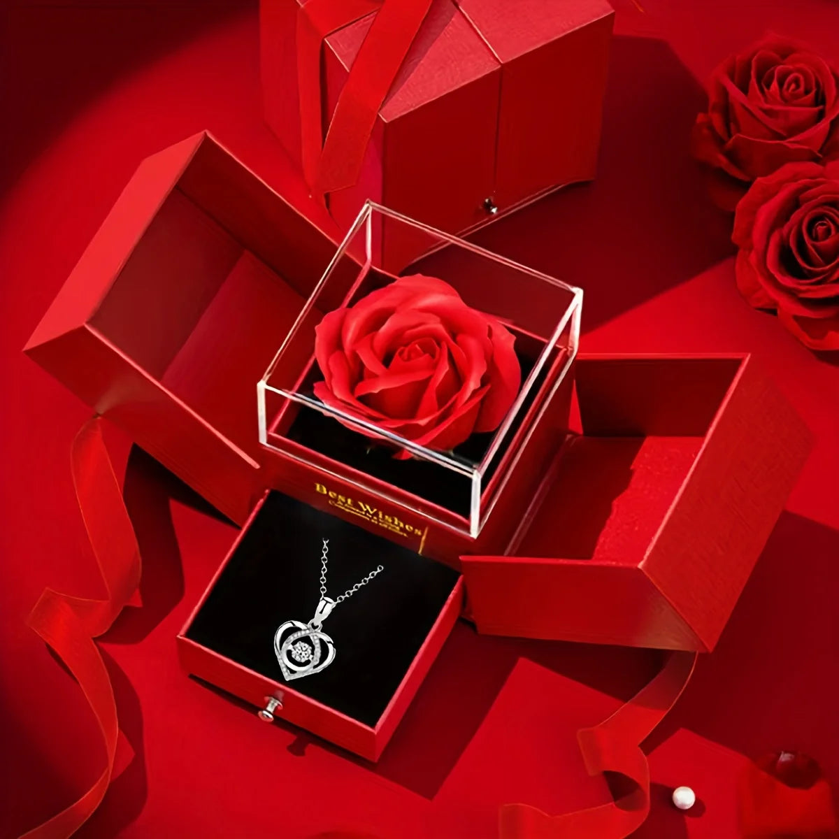 Rose Soap Premium Gift Box with MOM Pendant Necklace,for Mother's Day, Black Friday, Valentine's Day, Anniversaries, Birthdays