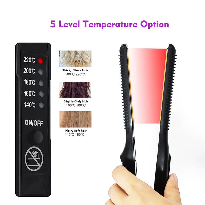 2 In 1 Hair Straightener & Curler Small Ceramic Hair Crimper Corrugation Short Hair Straightening Curling Styling Tool
