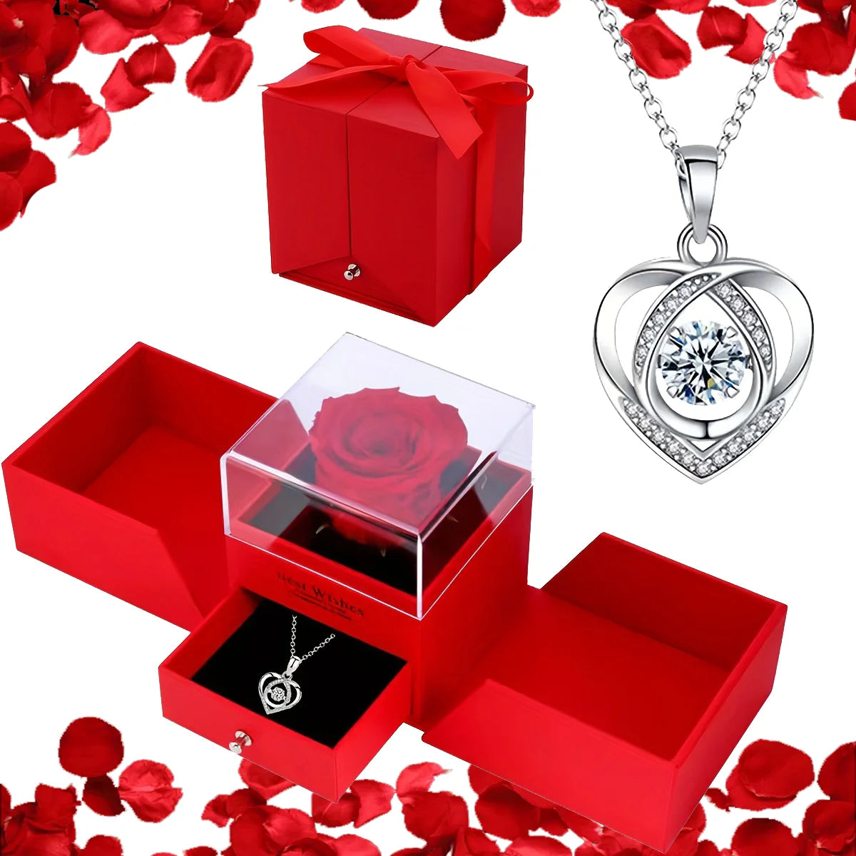 Rose Soap Premium Gift Box with MOM Pendant Necklace,for Mother's Day, Black Friday, Valentine's Day, Anniversaries, Birthdays