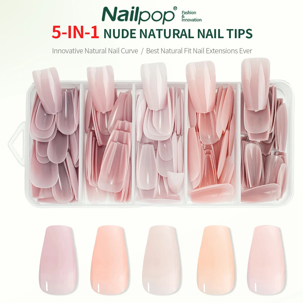 Nailpop 3-IN-1 Nude Natural Soft Nail Tips Set