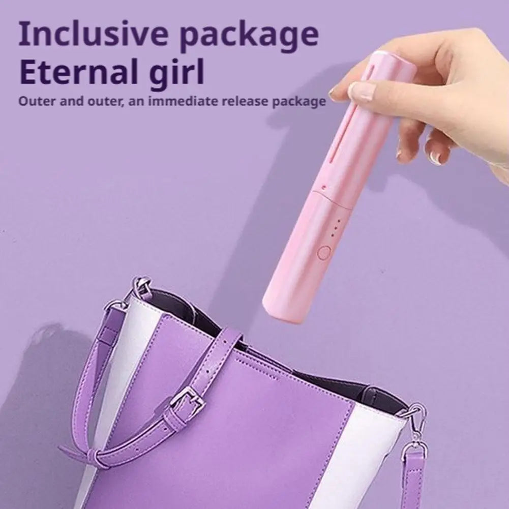 Rechargeable Wireless 2in1 Hair Straightener Curler Comb - Portable Negative Ion Hair Care Tool No Damage Hair Dual Purpose