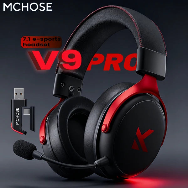 Wireless Gaming Headset Surround Sound Headphones Noise Canceling