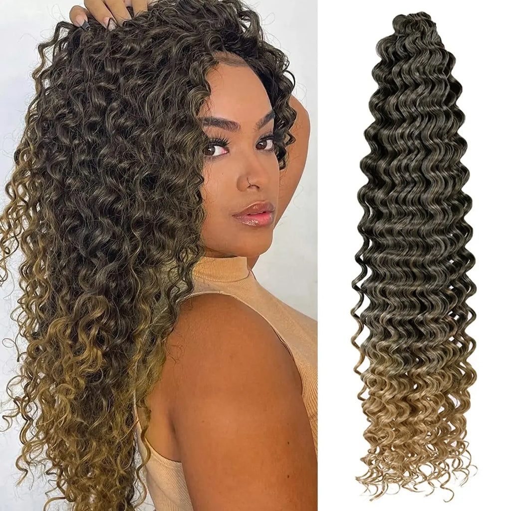Deep Wave Hair Bundles 613 Piano Blonde Natural Synthetic Hair Extensions Ombre Thick Ponytail Loose Boho Braid Hair