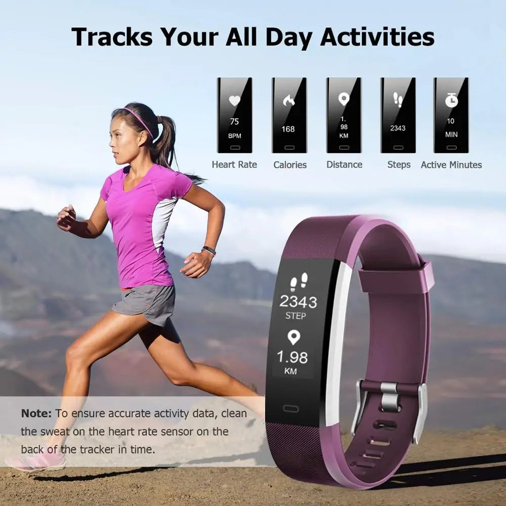 Bluetooth Smart Sports Bracelet Pedometer Heart Rate Blood Pressure Fitness Tracker Smartwatch for iOS Android+BOX Men and Women