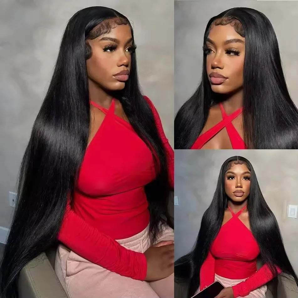 40 Inches 13x4 13x6 HD Transparent Bone Straight Lace Frontal Wigs 200 Density Lace Front Human Hair Wigs For Black Women Wigs