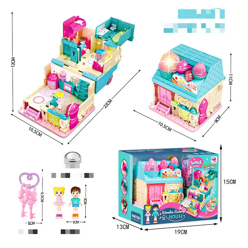 Surprise Doll House Treasure box 1pcs Mini House Princess Children's Castle Model House Girls Play House Toys NO BATTERY