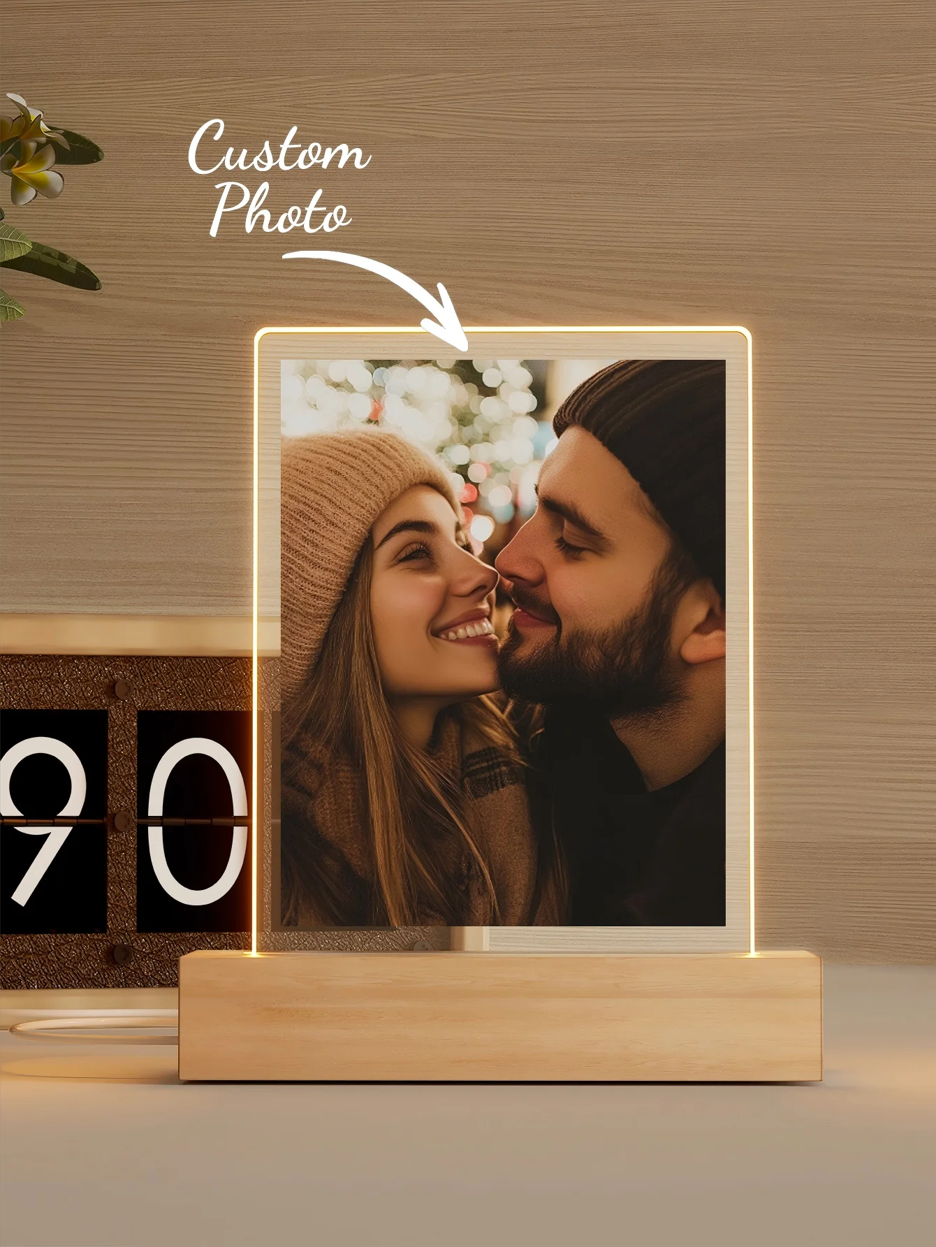 Custom Couple collage Photo Led night light, Personalized acrylic night light with photo and text, custom photo light,