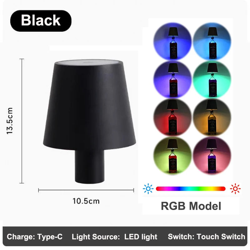 Wireless Table Lamp For Wine Bottles LED Bottle Light For Outdoor Use Touch Control Ideal For Restaurants Bars Festival Party