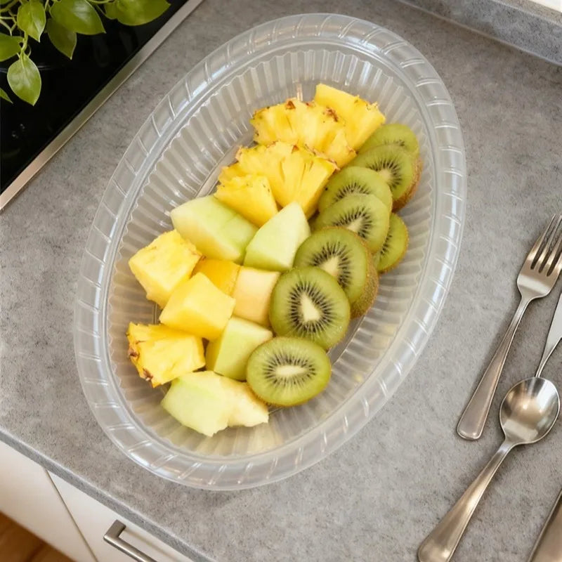 20/30/50PCS Disposable oval Plates Transparent Fruit Plastic Plates Salad Dessert Wedding Christmas Party Kitchen Supplies