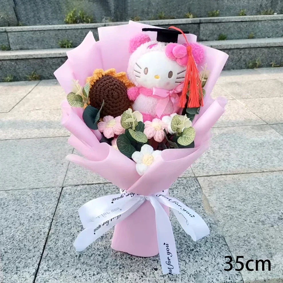 Hello KT Cartoon Plush Bouquet  Anime Rose Flowers Doll Home Wedding Decoration Christmas Valentine's Day Gift