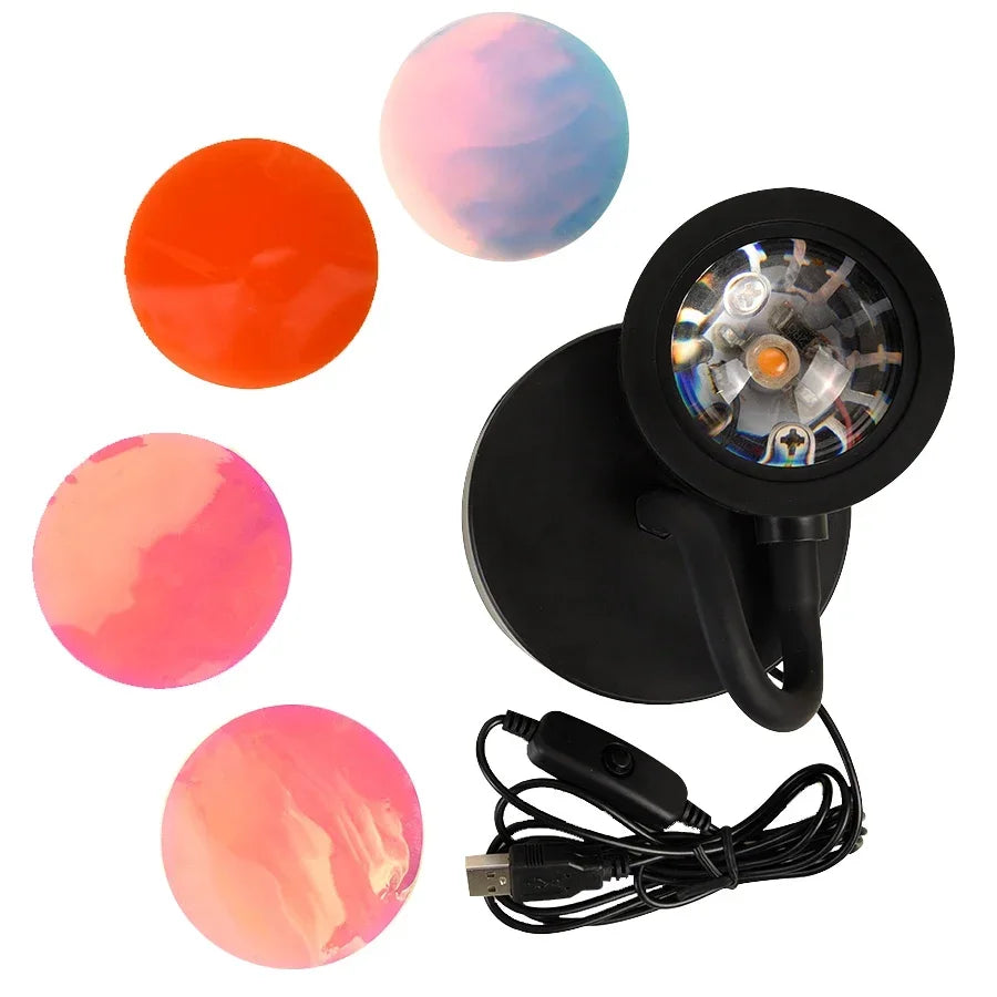 USB Sunset Lamp Sunset Projector Mood Light Living Room Bedroom Night Light Indoor Decor Bar Atmosphere Photography Background