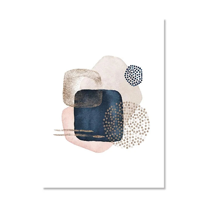 Abstract Watercolor Art Print in Beige Pink Gold  Boho Geometric Canvas Painting  Modern Wall Decor for Living Room Home Interio