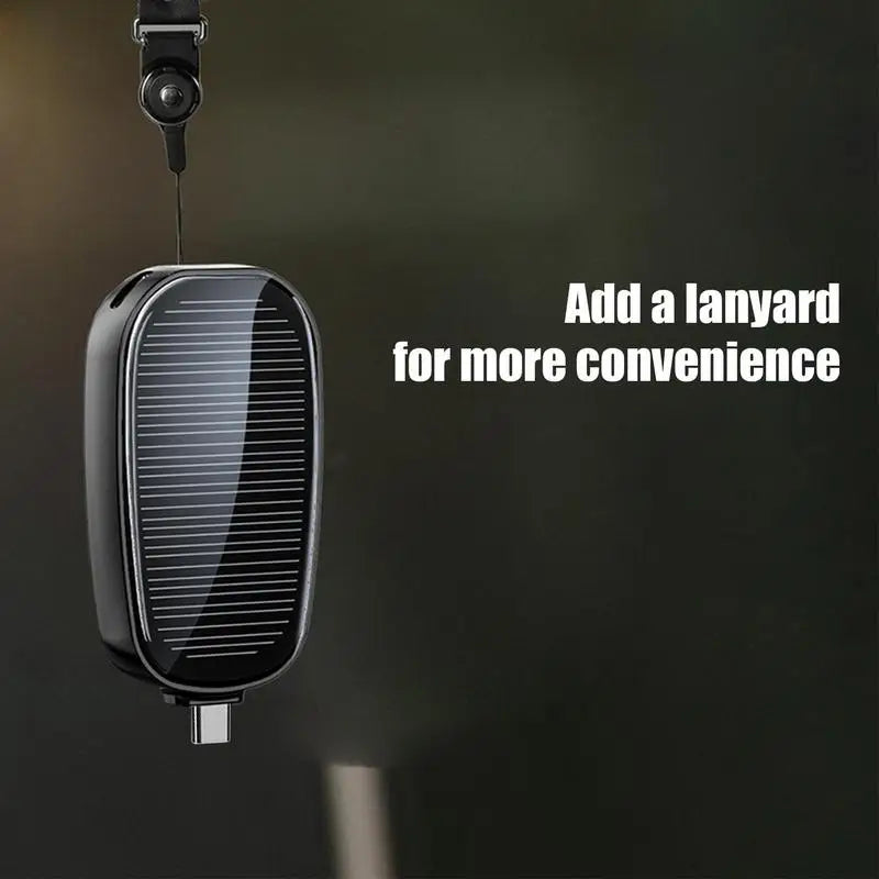 Mini Solar Power Bank Portable Keychain Powerbank For Cell Phone TYPE-C Outdoor Backup Emergent Power 1200mAh Phone Charger