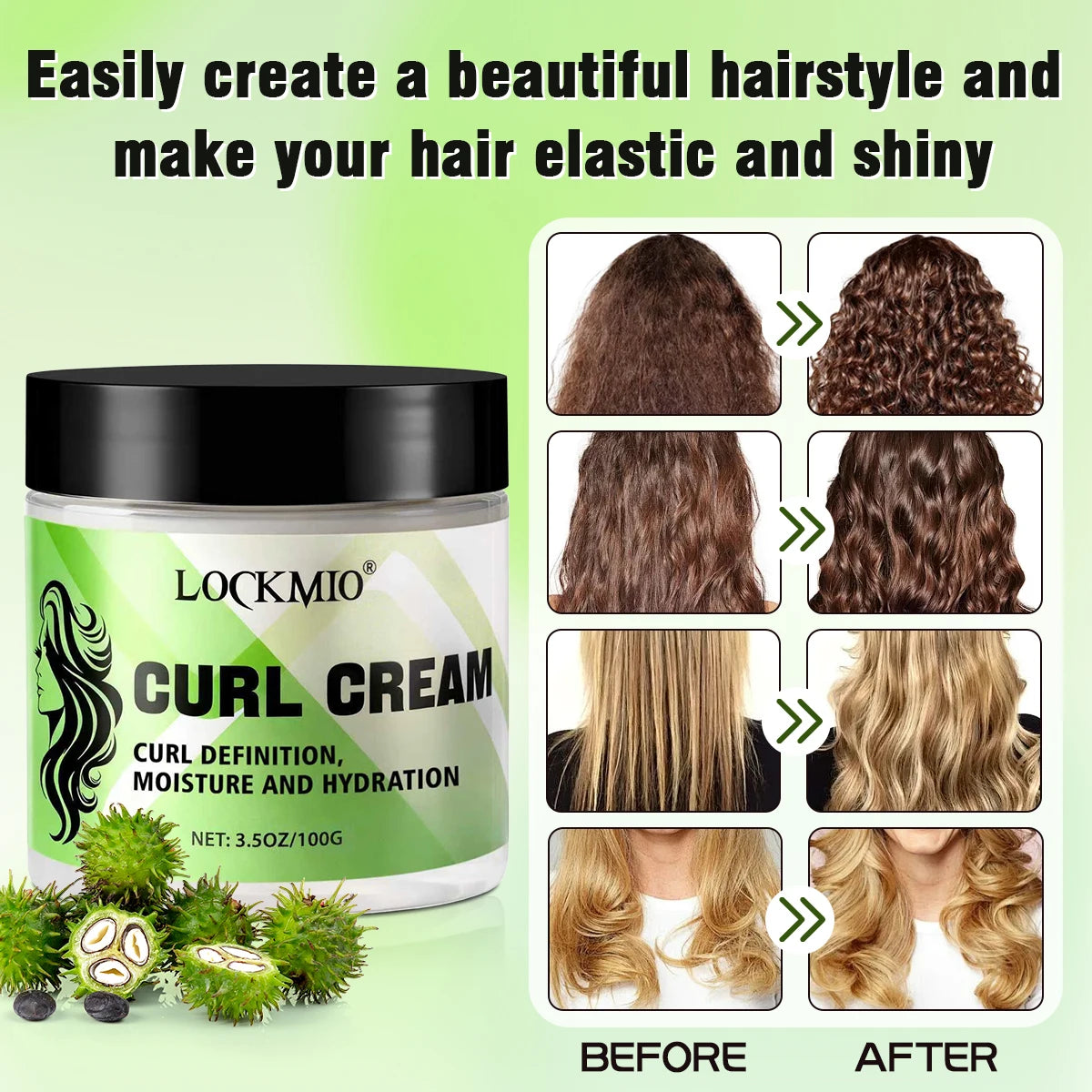 Women Hair Care Styling Products Moisturizing Nourishing Rosemary  Mint Oil Smoothing Shine Curl Cream Massage Detangling Brush