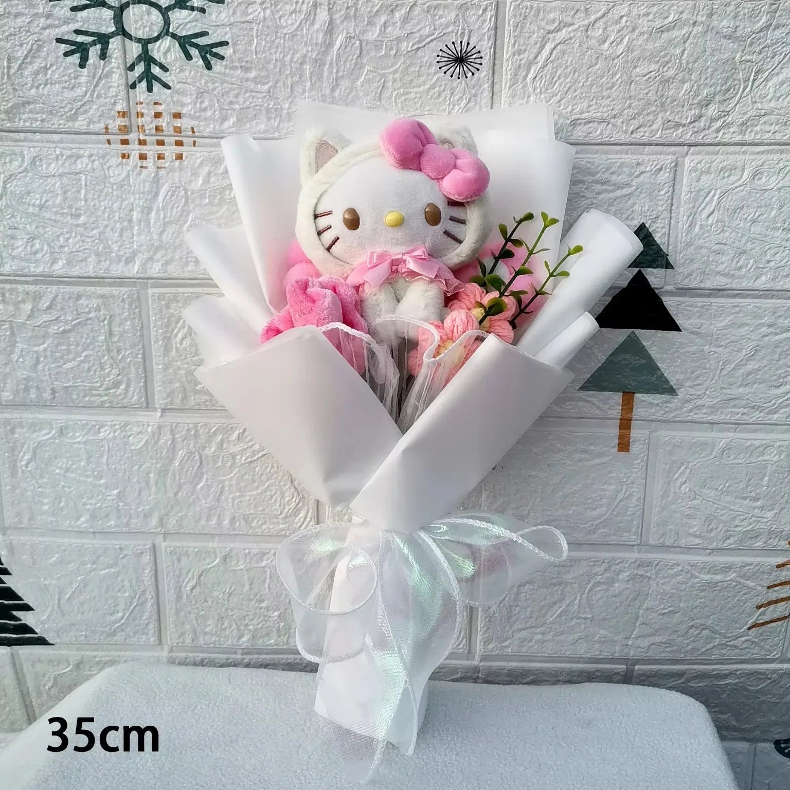 Hello KT Cartoon Plush Bouquet  Anime Rose Flowers Doll Home Wedding Decoration Christmas Valentine's Day Gift