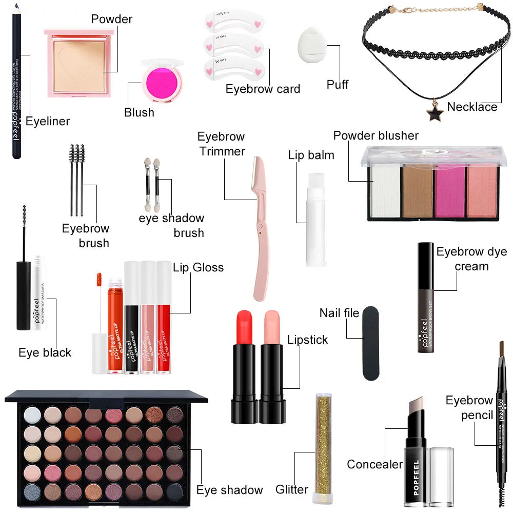 POPFEEL 24-Piece Valentine's Day Makeup Gift Set - Includes Eyeshadow Palette, Lipsticks & Surprise Cosmetics，Loved Ones.