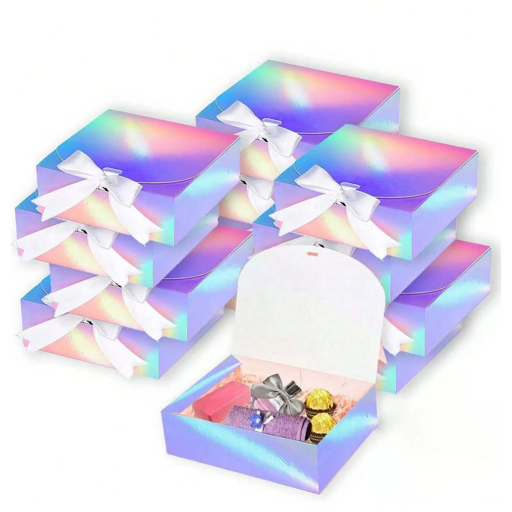 10pcs Elegant Butterfly Ribbon Gift Boxes for Lipstick Cosmetics Jewelry Birthday Party Gift Packaging with Gold Silver Edging