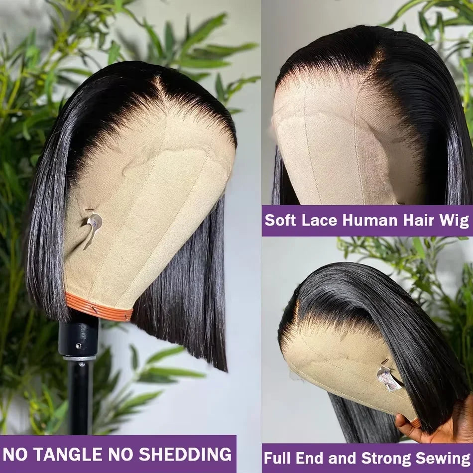 13x4 Bone Straight Short Bob Lace Front Human Hair Wigs 13x6 Lace Frontal Wig Brazilian 100% Human Hair 200 Density 12 14 16 Inc