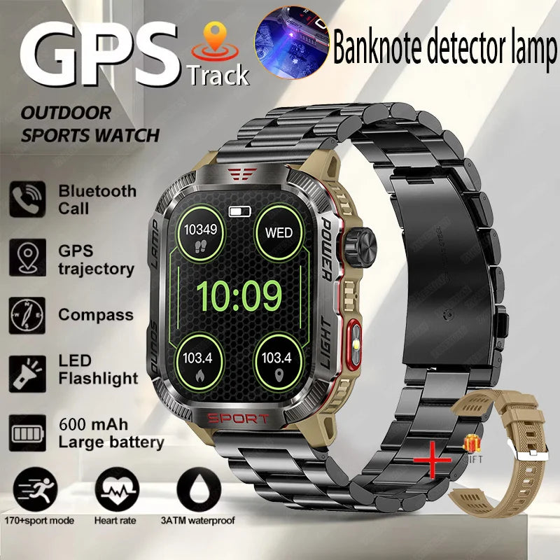 New outdoor Military Smart Watch Men Flashlight
