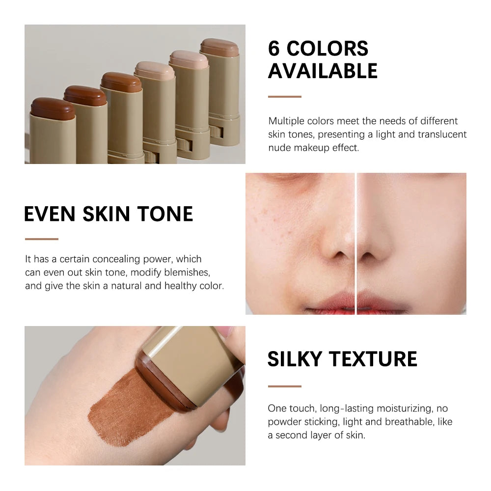 Skin Tint Foundation Stick Eraser Concealer Foundation Stick Serum Boosted Smooth Plumper Hight Coverage Travel Bronze Foundatio