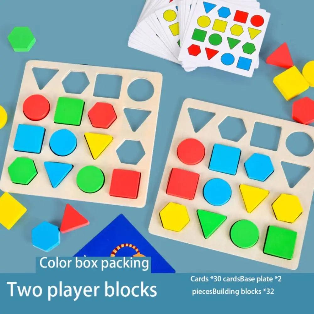 Early Learning Shape Colors Matching Memory Chess Wooden Educational Wooden Board Games Earning Toys Matching Game
