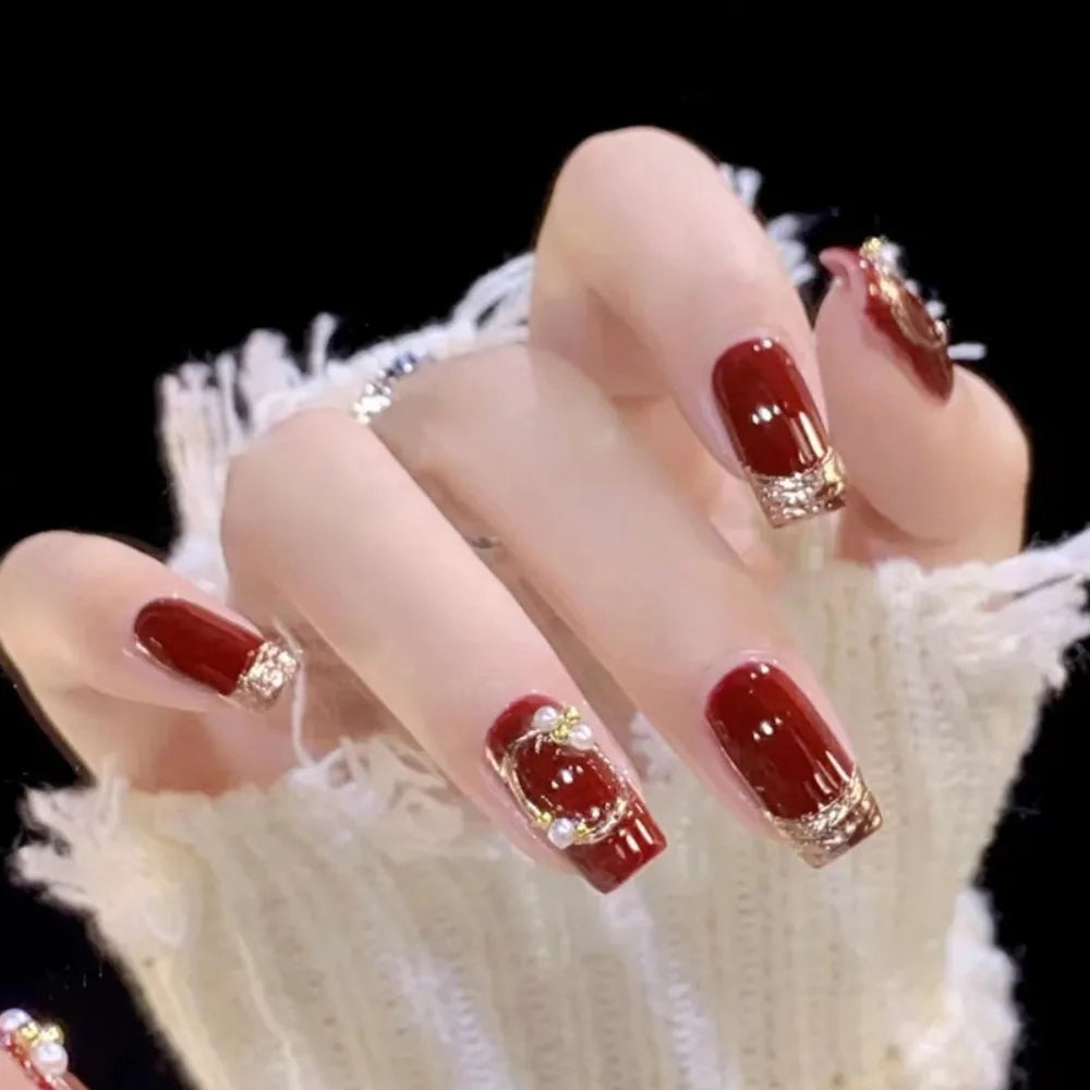 24pcs Gradient Fake Nails French Ballerina Nail