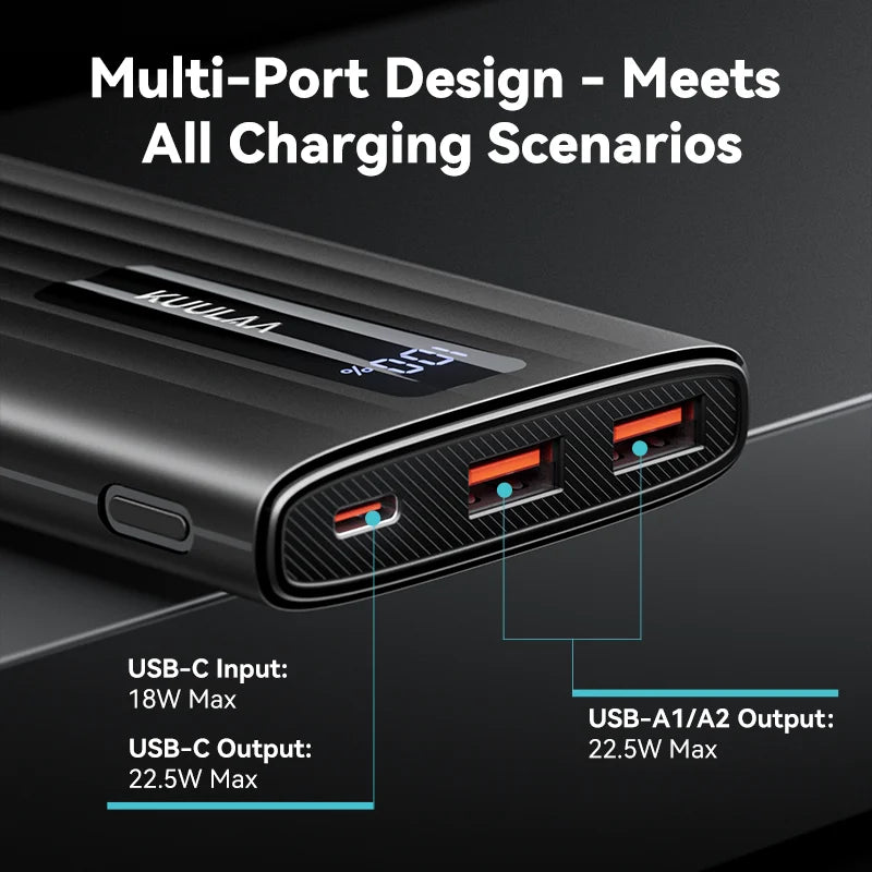 KUULAA Power Bank 10000mAh 22.5W PD Fast Charging Portable Charger External Battery For iPhone 15 14 13 Samsung Huawei Powerbank
