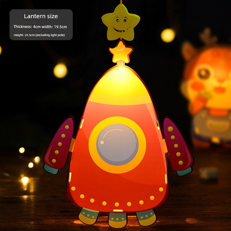 Mid-Autumn Festival Kids DIY Lantern Handmade Material Package Kindergarten Creative Rabbit Lamp Satchel Luminous Music Lantern