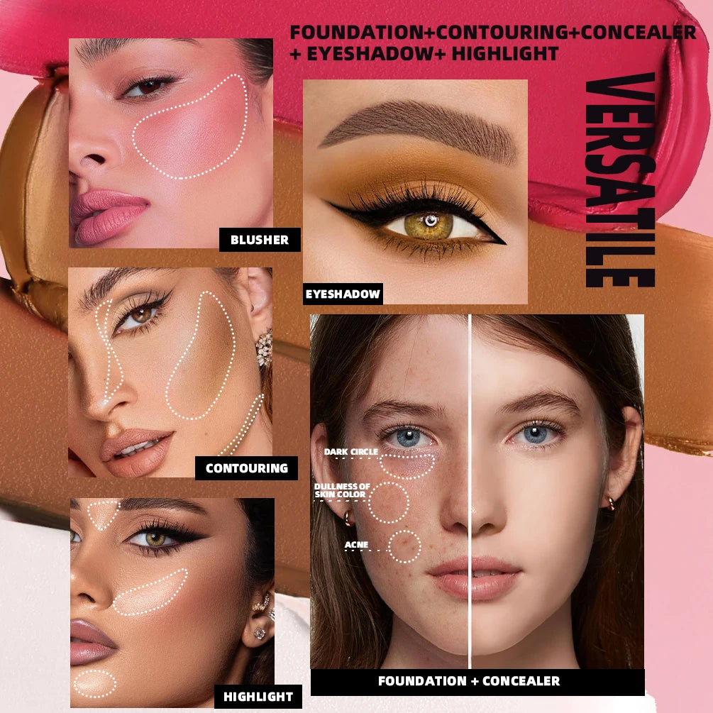 QIBEST 16 Colors Box Blusher Plate Multi-Color Cream Blush Plate Concealer Contour And Highlighter Palette Makeup Blush Face