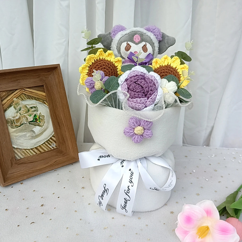 Hello KT Cartoon Plush Bouquet  Anime Rose Flowers Doll Home Wedding Decoration Christmas Valentine's Day Gift