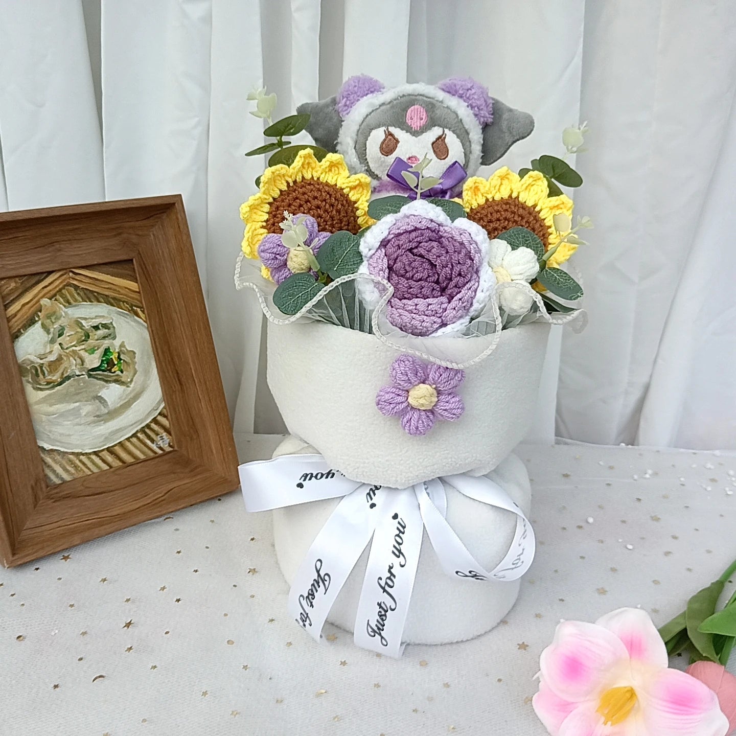 Hello KT Cartoon Plush Bouquet  Anime Rose Flowers Doll Home Wedding Decoration Christmas Valentine's Day Gift