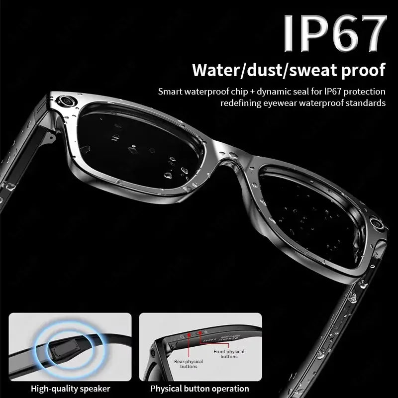New AI Smart Glasses 800W Pixel Camera Bluetooth HD Call Voice Assistant Stereo Music Player Translate 6K Photochromic Glasses